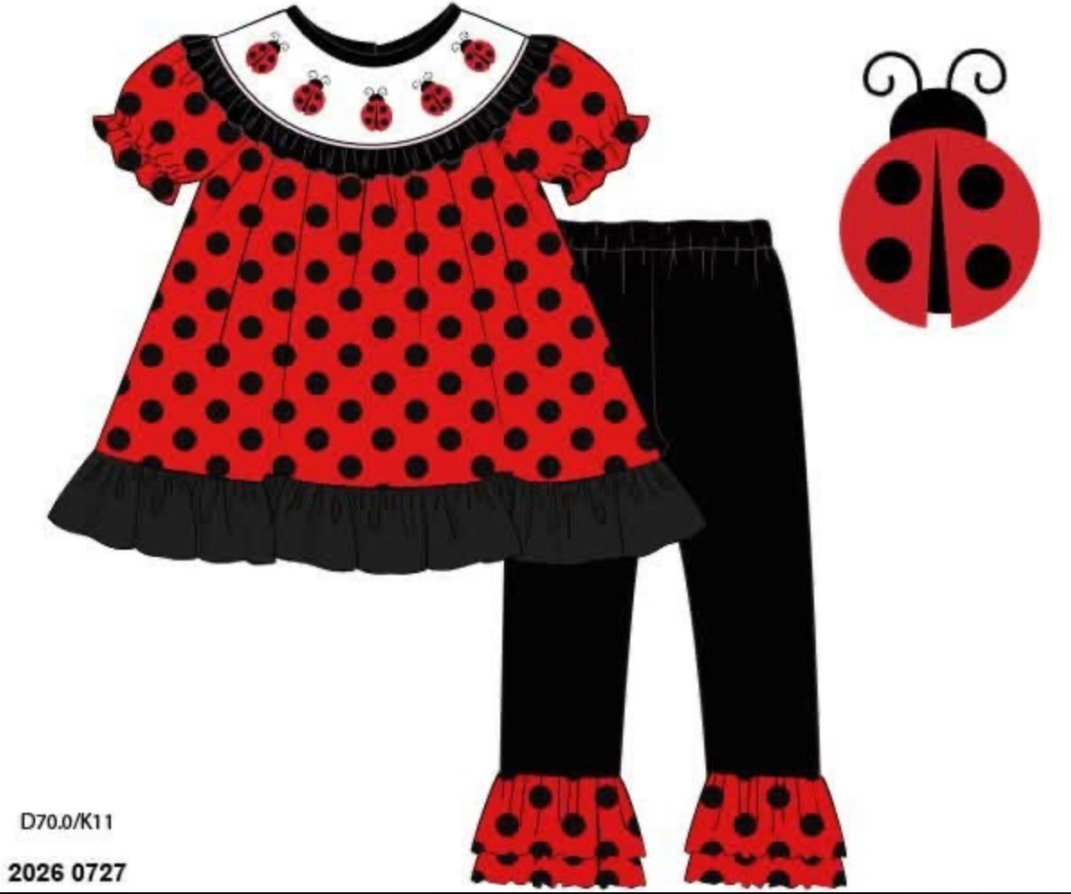 Pre Order 149: Girls Only- Ladybug Pant Set