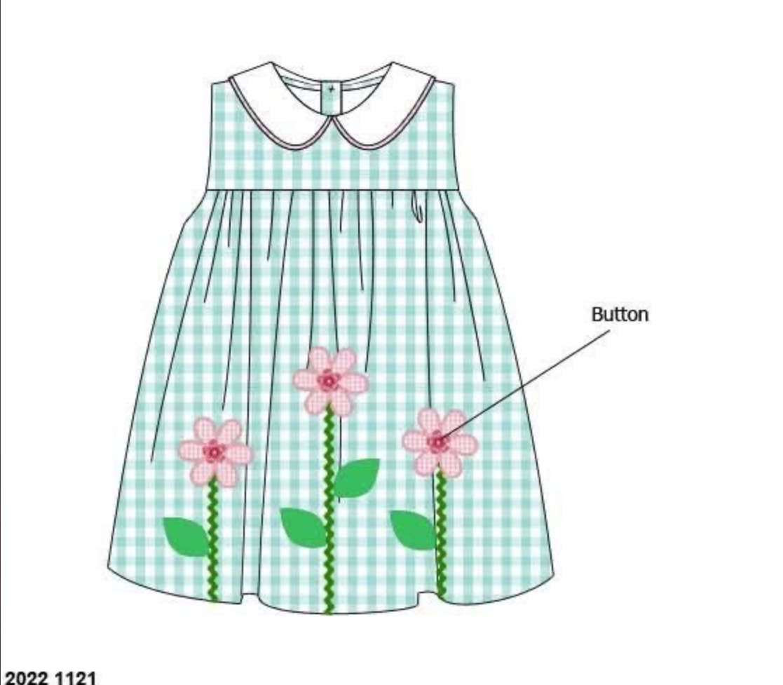 Pre Order 149: Girls Only- Applique Flowers Dress