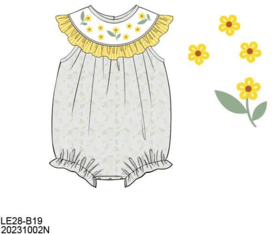Pre Order 149: Girls Only- Yellow Floral Woven Bubble