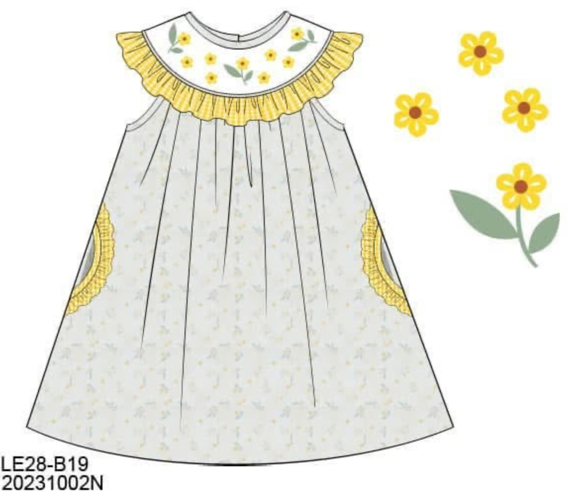 Pre Order 149: Girls Only- Yellow Floral Woven Dress