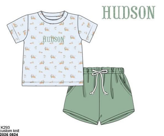 Pre Order 149: Maddie's Mallards- Boys Knit Shortie Set