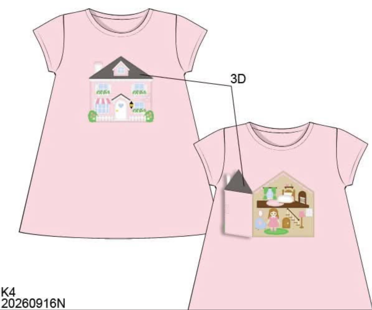Pre Order 150: Play Houses- Knit Applique Play Dress