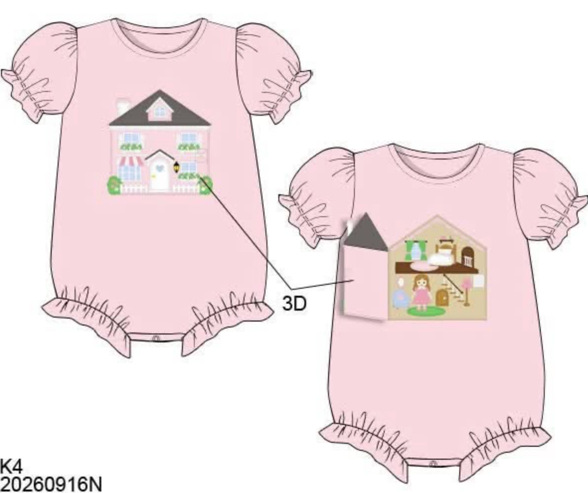 Pre Order 150: Play Houses- Girls Appliqué Knit Bubble