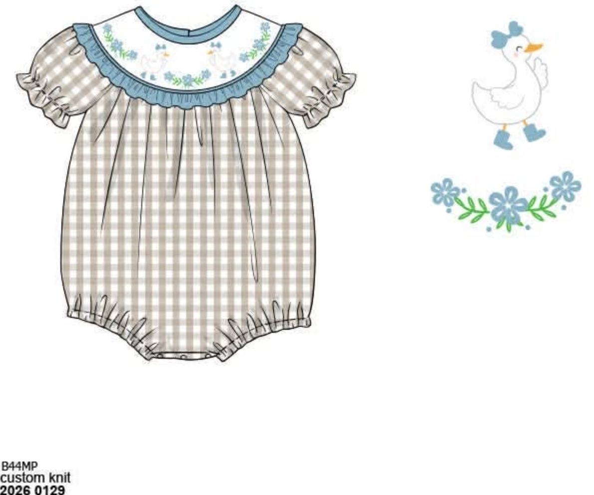 RTS: Granny's Geese- Girls Smocked Knit Bubble