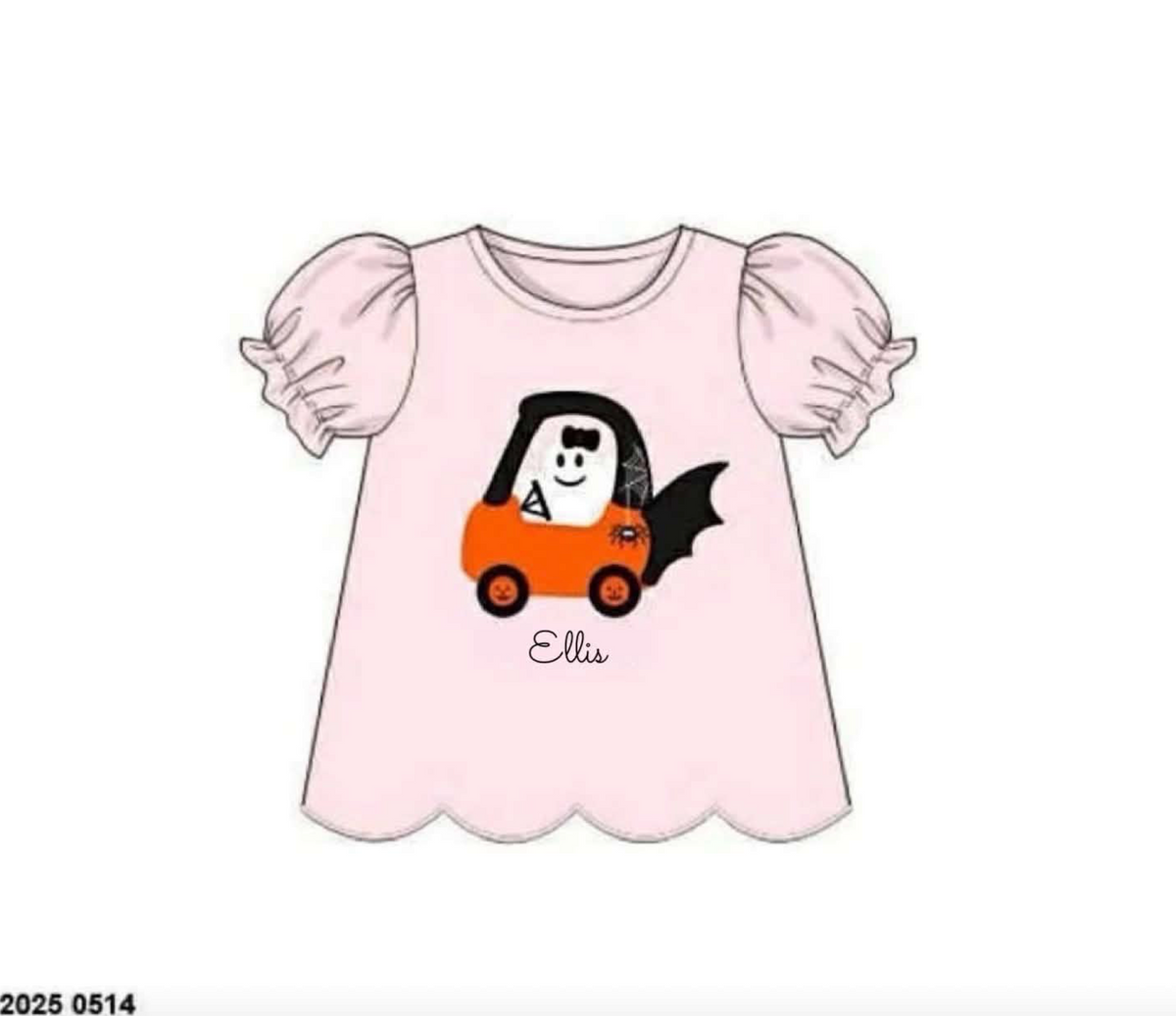 RTS: Halloween Shirt Only- Cozy Coupe Girls Shirt "Ellis"