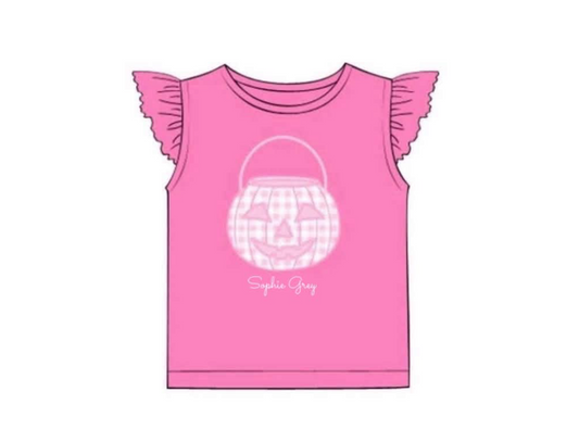 RTS: Halloween Shirt Only- Candy Bucket Girls Shirt "Sophie Grey"