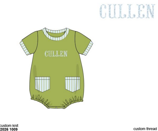 Pre Order 152: Cullen Green & Floral- Boys Knit Bubble