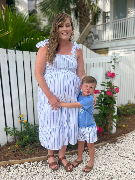 RTS: Blue Crab- Woven Mom Dress
