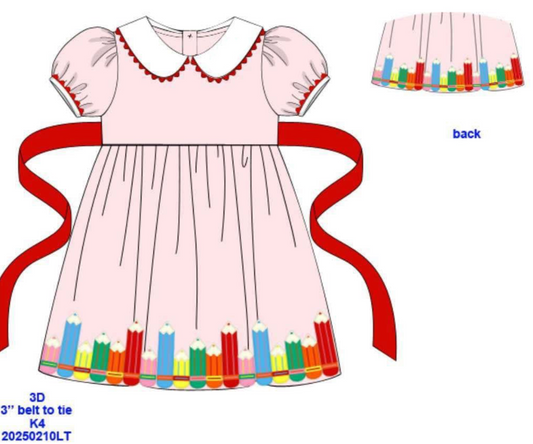 RTS: DEFECT- Colored Pencils- Girls Woven Dress