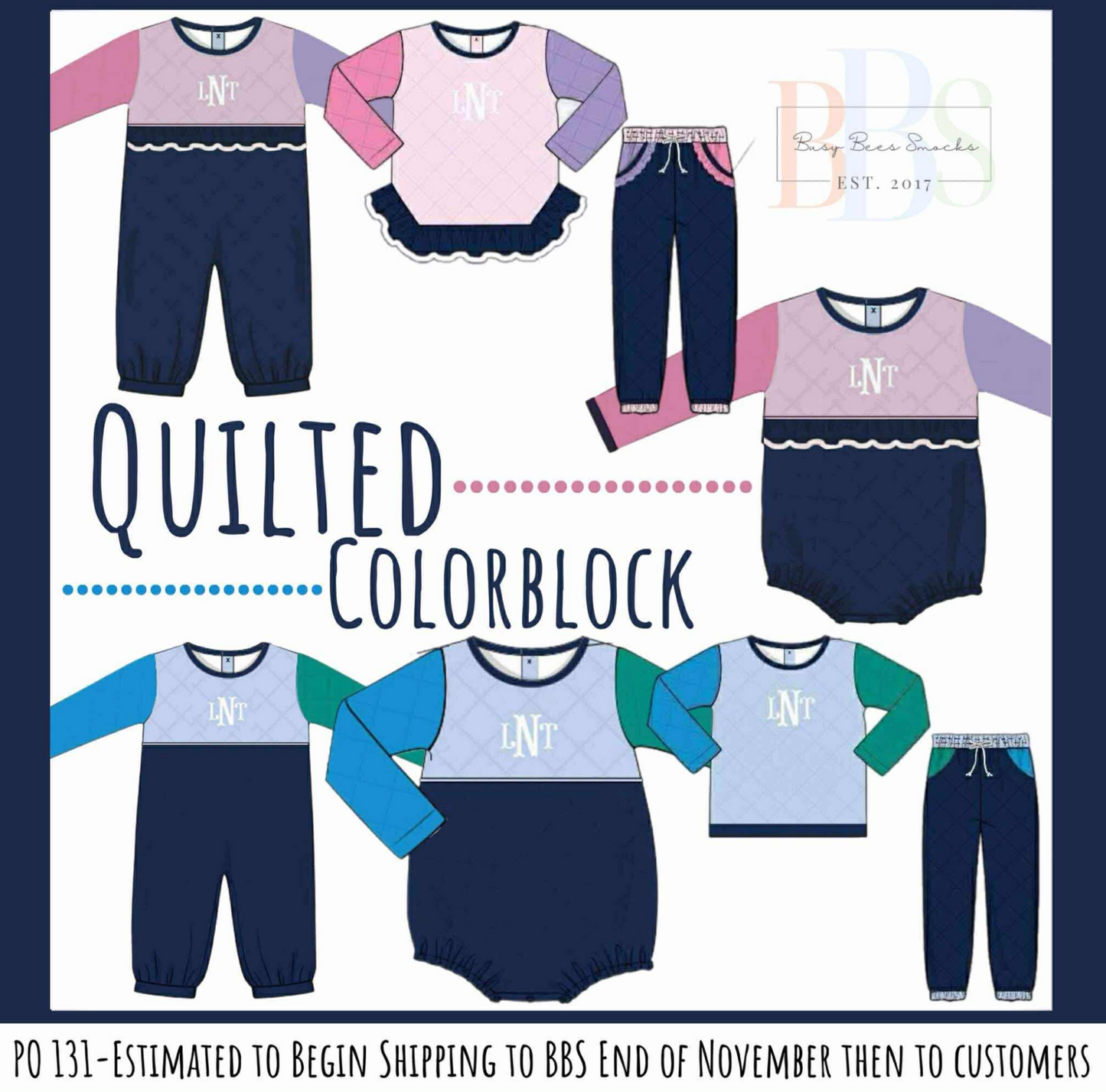 RTS: Quilted Colorblock- Girls Jogger Set