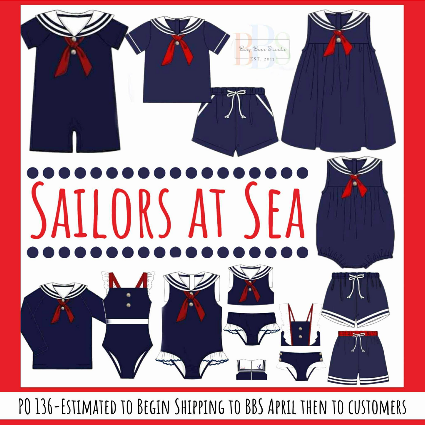 Pre Order 136: Sailors at Sea- Girls 1pc Sleeveless Rashguard Swim