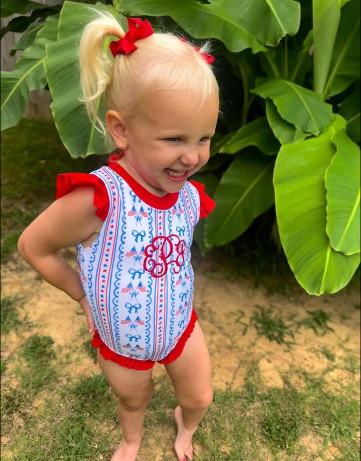 RTS: Liberty Belle- Girls 1pc Rash Guard Swim (No Monogram)