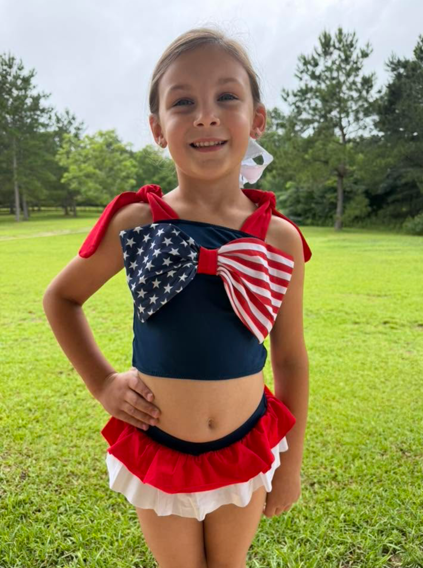 RTS: Stars & Stripes- Girls 1pc Rash Guard Swim