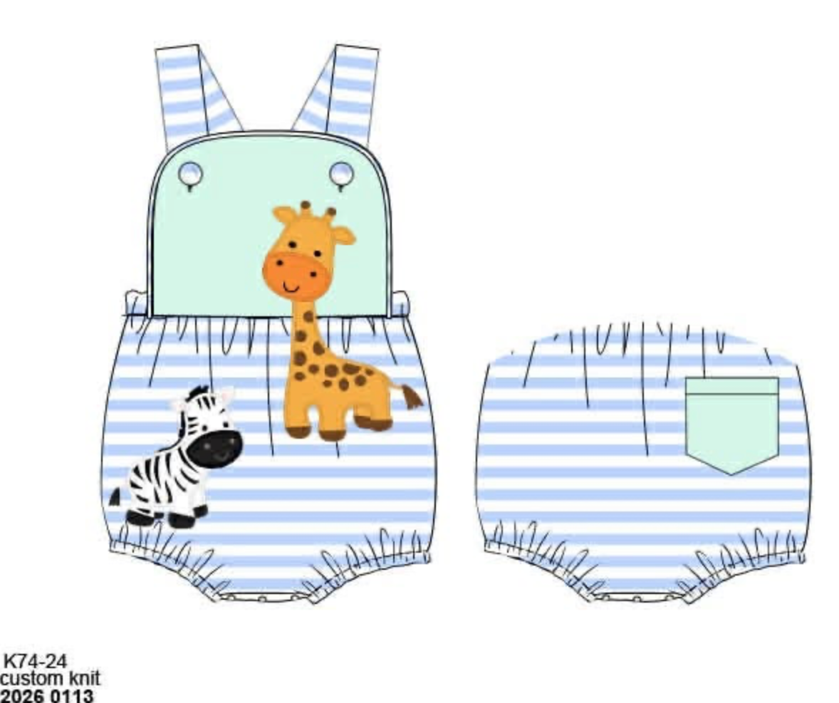 RTS: Safari Stripe- Boys Knit Sunsuit