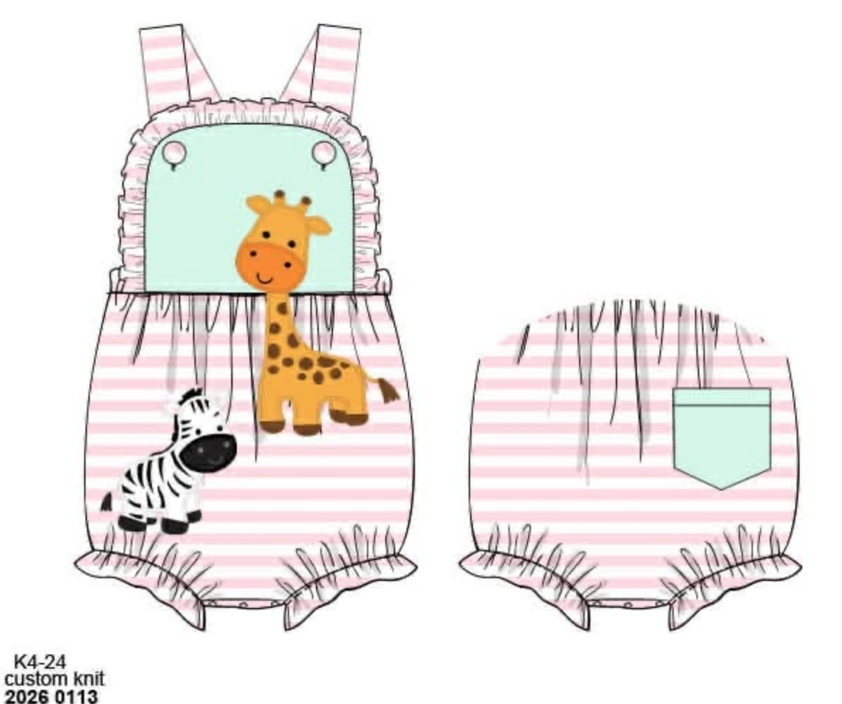 RTS: Safari Stripe- Girls Knit Sunsuit