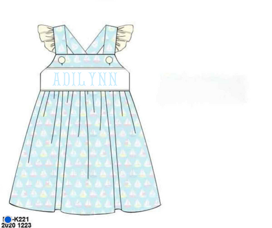 RTS: St. Augustine- Girls Knit Name Smock Dress "ADILYNN:
