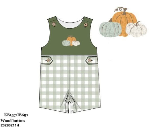 FALL RTS: French Knot Pumpkins-Boys Shortall