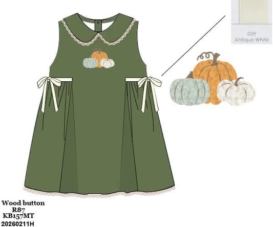 FALL RTS: French Knot Pumpkins- Girls Woven Dress