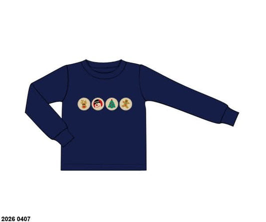 RTS: Christmas Shirt Only- Boys Santa Cookies