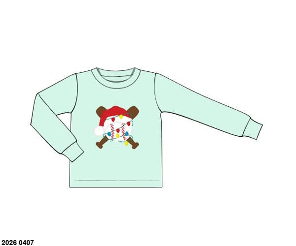 RTS: Christmas Shirt Only- Boys Baseball Lights