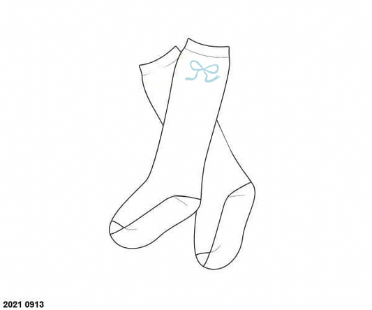 RTS: Elbow Patches- Blue Bow Socks