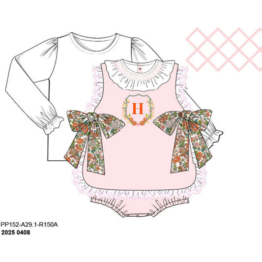 RTS: Hayes Floral- Girls 2pc Woven Bubble "H"