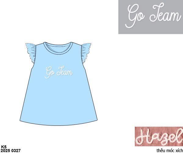 Pre Order 146: Basic Tees- Girls Light Blue Chainstitch Knit Shirt
