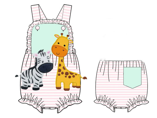 Pre Order 138: Safari Stripe- Girls Knit Sunsuit