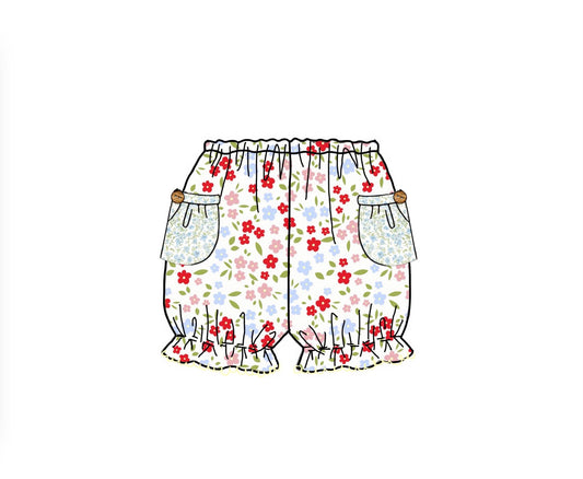 Honey 3: Homestead- Chickens: Girls Floral Chicken Woven Bubble Short