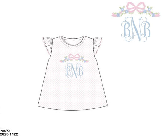 Black Friday Presale: Miscellaneous Matches- Girls Floral & Bow Monogram Shirt