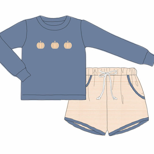 Pre Order 126: Bullion Pumpkins- Boys Knit Shortie Set