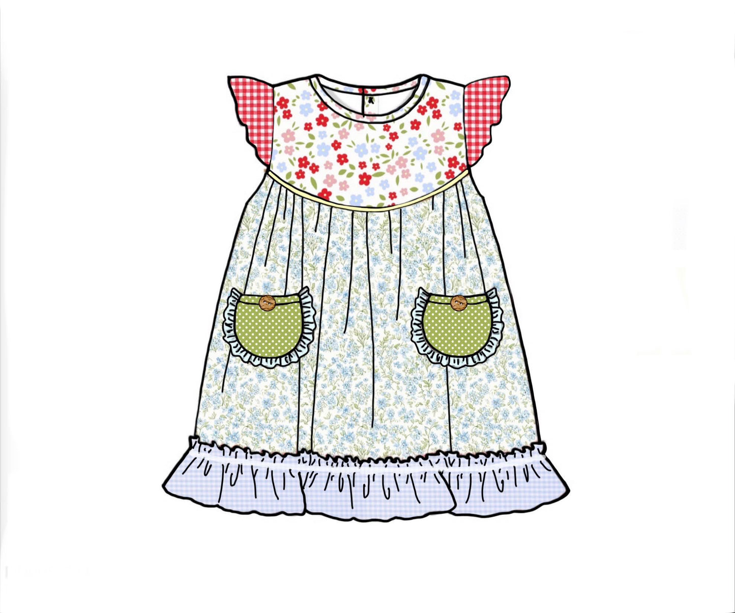 Honey 3: Homestead- Chickens: Girls Floral Woven Dress