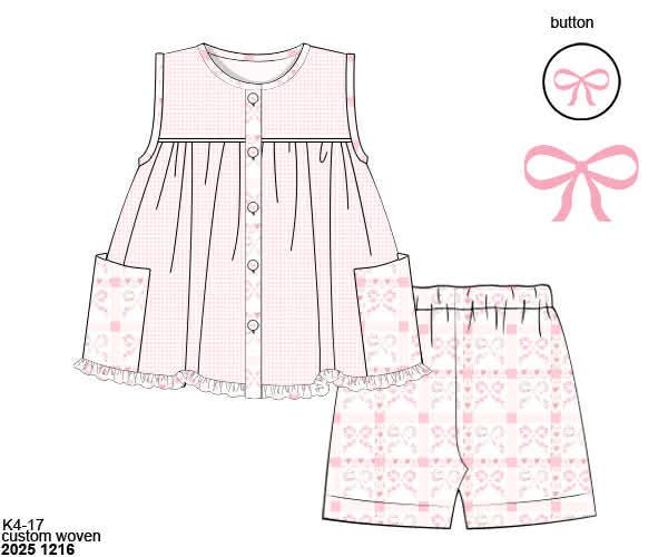 Pre Order 138: Bows & Trains- Girls Biker Short Set