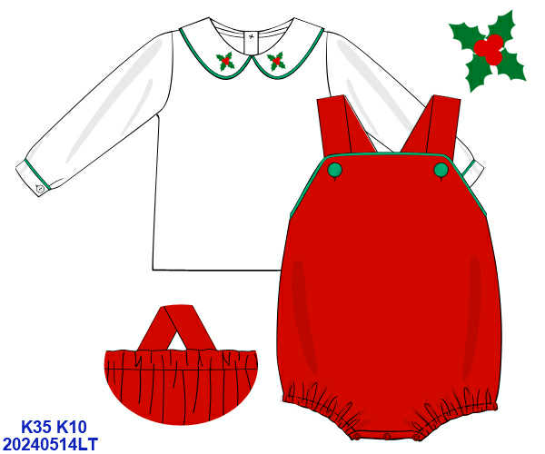 RTS: Holly Floral- Boys Woven Bubble