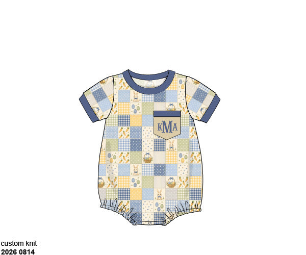 Pre Order 148: Bunny Patchwork- Boys Knit Bubble