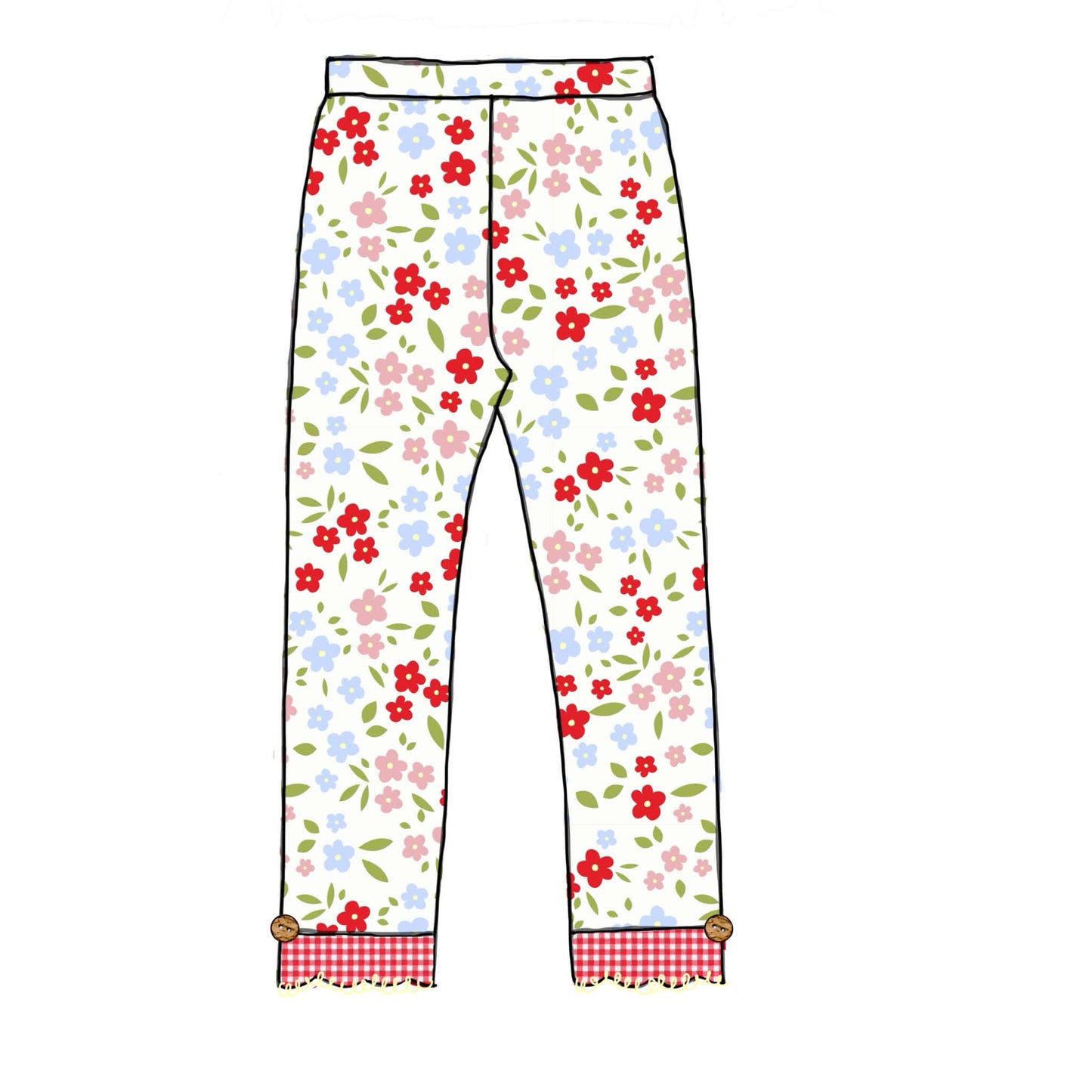 Honey 3: Homestead- Chickens: Girls Floral Chicken Knit Leggings