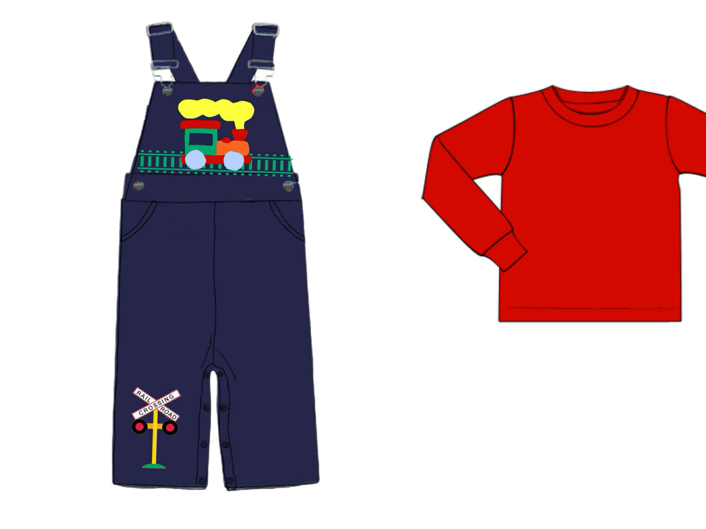 RTS: Choo Choo Flowers- Boys Woven 2pc Longall