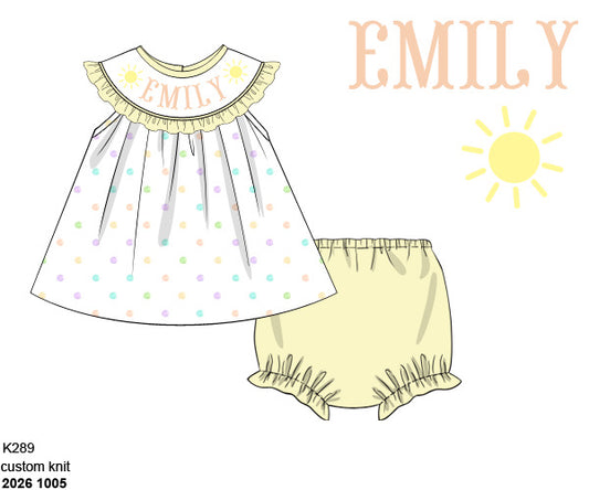 Pre Order 152: Sunshine- Girls Knit Bloomer Set