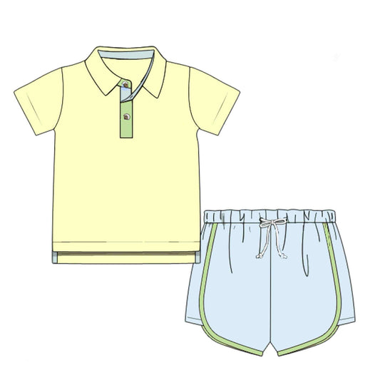 Pre Order 134: Jane Floral- Boys Polo Short Set