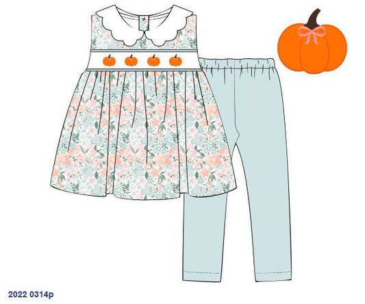 Pre Order 126: Finlee Pumpkins- Girls Knit Collar Legging Set