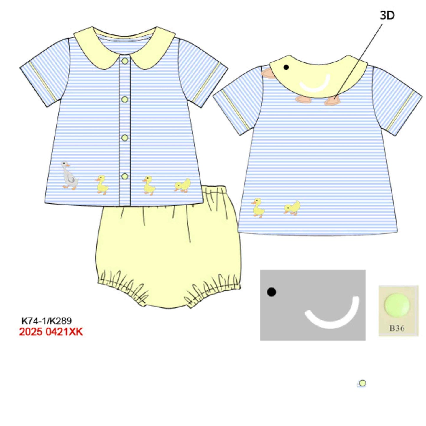 Pre Order 133: Quack, Quack, Collar- Boys 2pc Knit Diaper Set