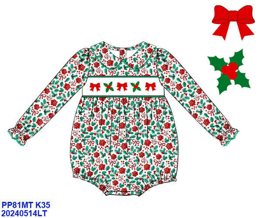 RTS: Holly Floral- Girls Woven Bubble