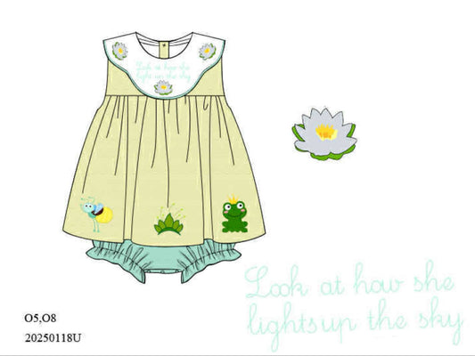 Pre Order 135: Bayou Princess- Girls Embroidered Skirted Bubble