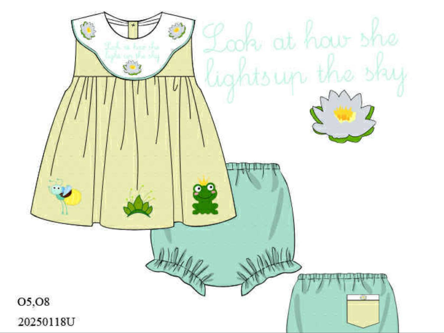 Pre Order 135: Bayou Princess- Girls Embroidered Bloomer Set