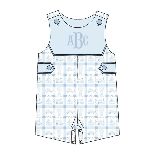 Pre Order 138: Bows & Trains- Boys Knit Shortall