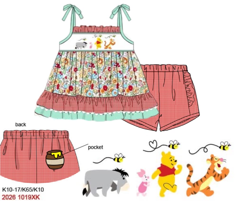 Pre Order 152: Hunny- Girls Smocked Shortie Set