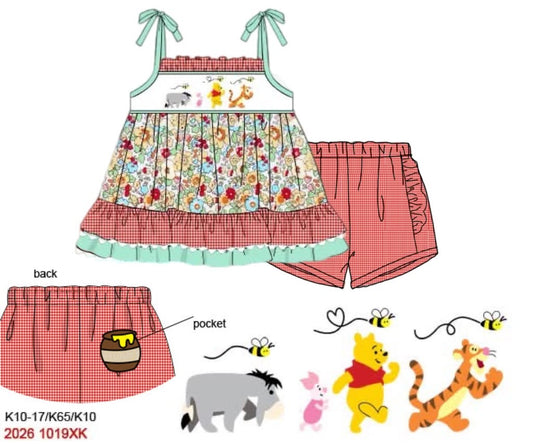 Pre Order 152: Hunny- Girls Smocked Shortie Set