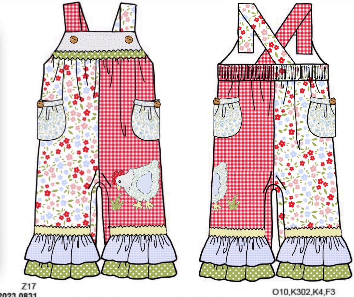 Honey 3: Homestead- Chickens: Girls Floral Woven Romper