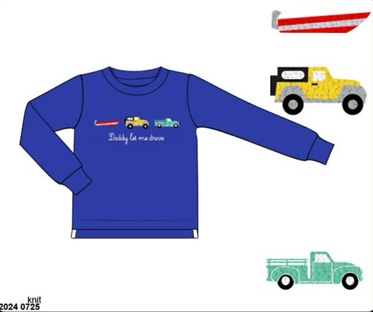 RTS: Boys Only- Daddy Driving French Knot Shirt