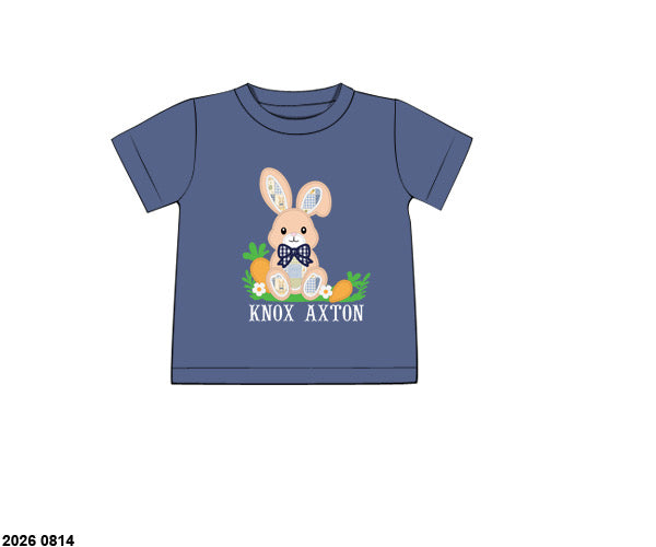 Pre Order 148: Bunny Patchwork- Boys Appliqué Knit Shirt